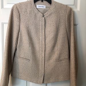 Calvin Klein Tweed Zip Front Blazer 12P